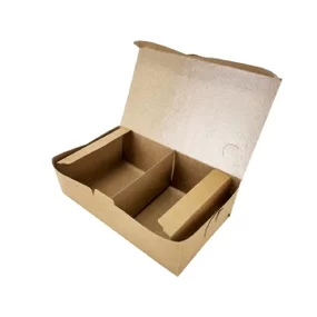 Embalagem Kraft Delivery c/ Plastificação Interna e Divisória M (19 x 11 x 6 cm) - 100 Unidades