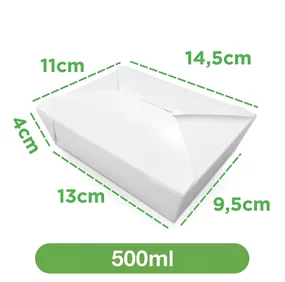 Embalagem Marmita fit freezer / Forno 500ml (13 x 9,5 x 4cm) branca - 120 unidades
